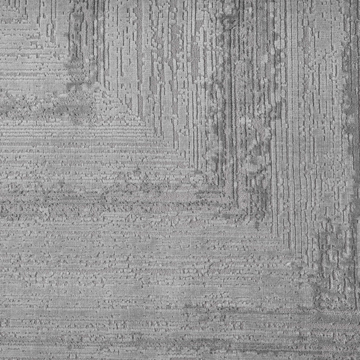 Luxe Distressed Border Grey Rug