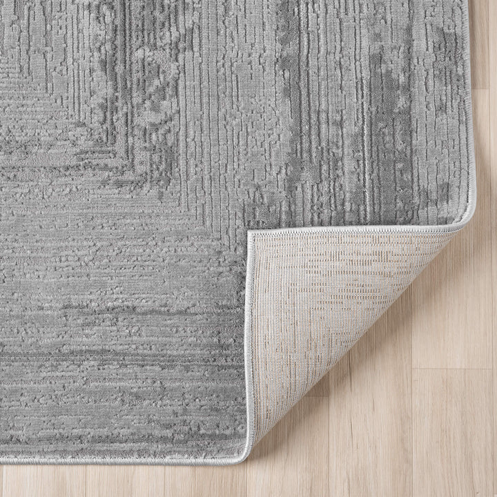 Luxe Distressed Border Grey Rug