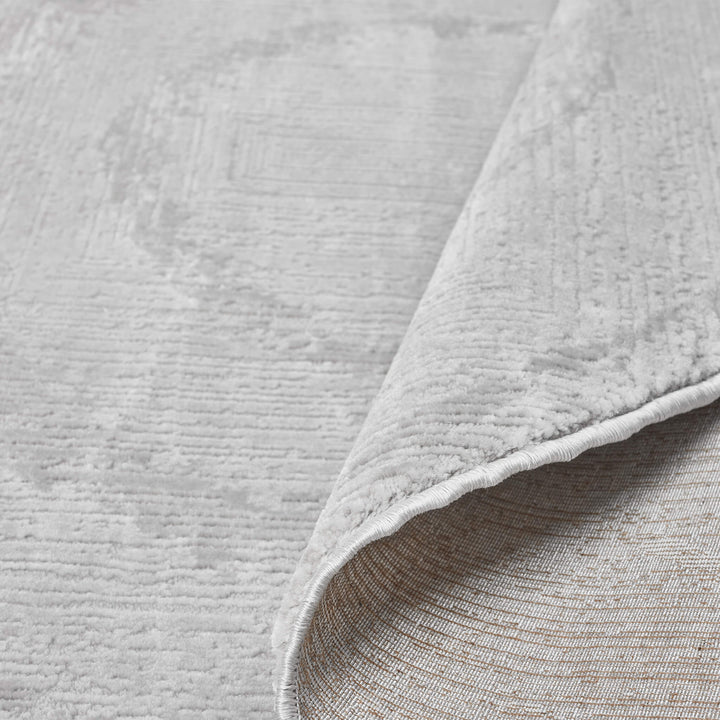 Luxe Distressed Border Light Grey Round Rug