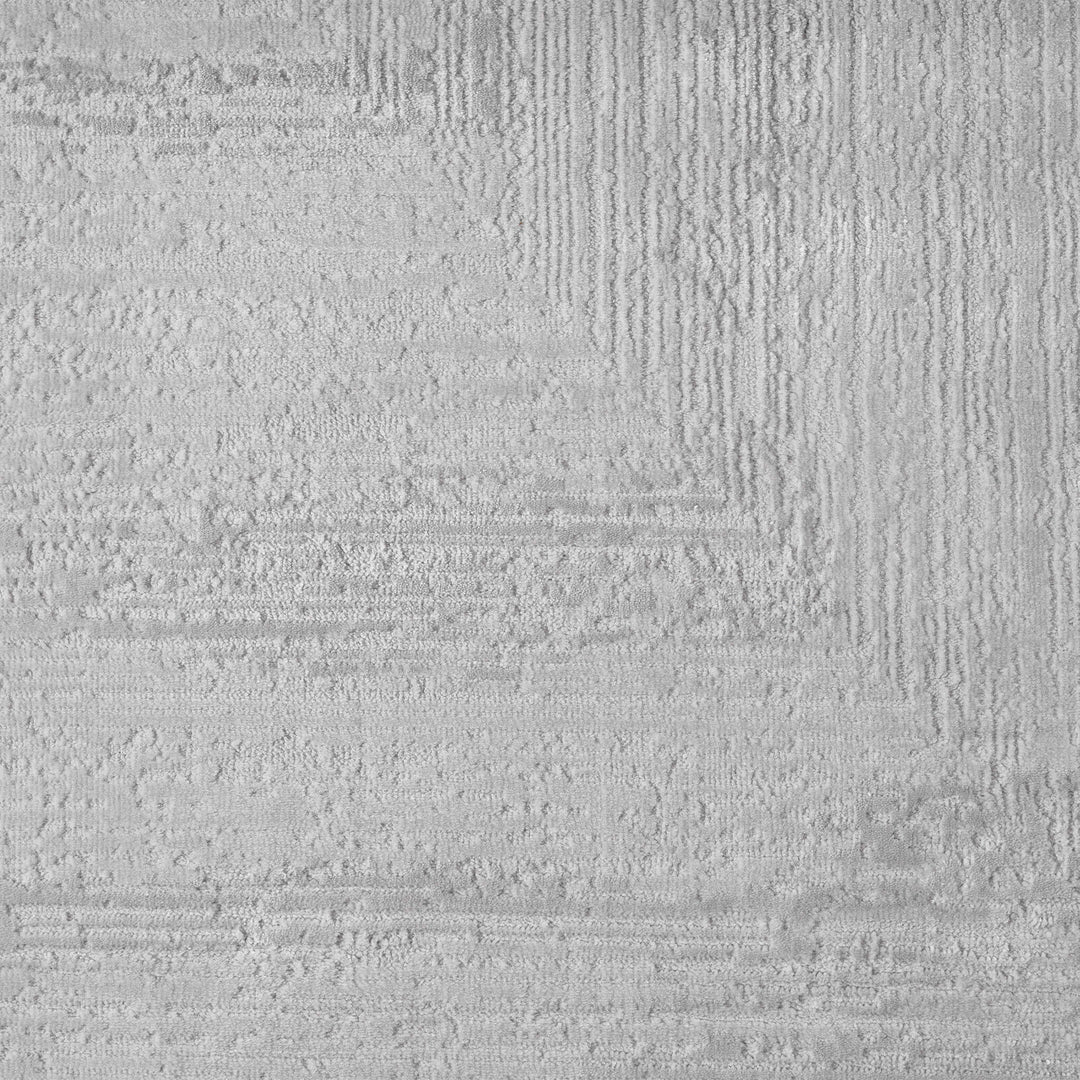 Luxe Distressed Border Light Grey Runner Rug