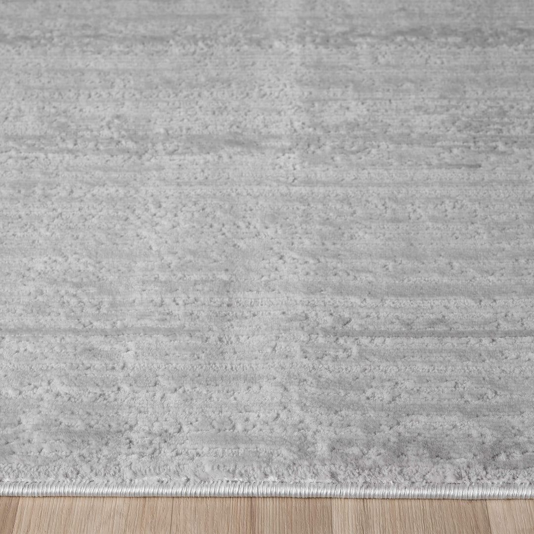 Luxe Distressed Border Light Grey Runner Rug