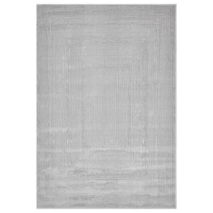 Luxe Distressed Border Light Grey Rug