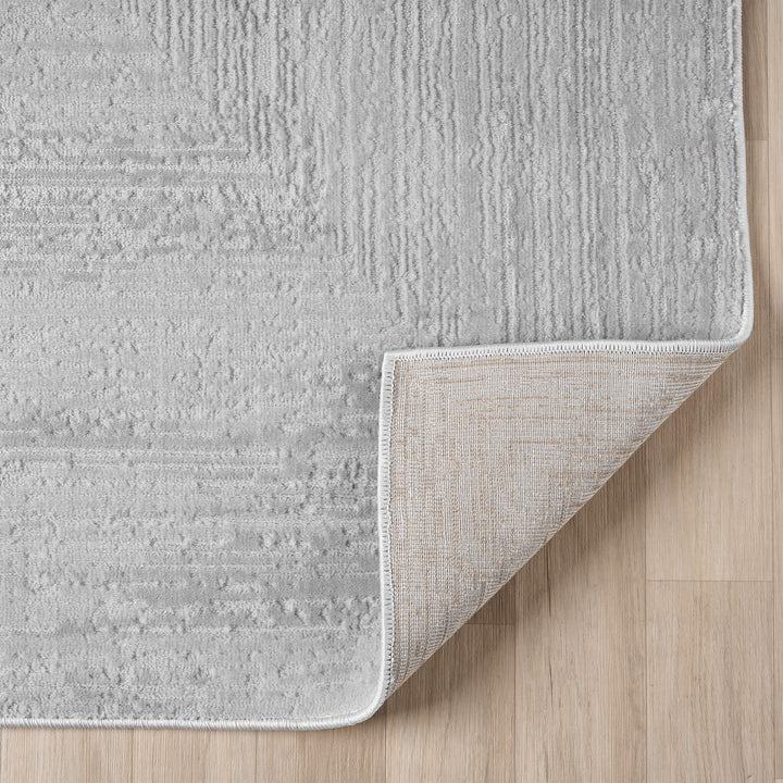 Luxe Distressed Border Light Grey Rug