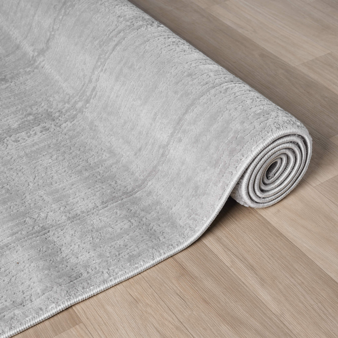 Luxe Distressed Border Light Grey Rug