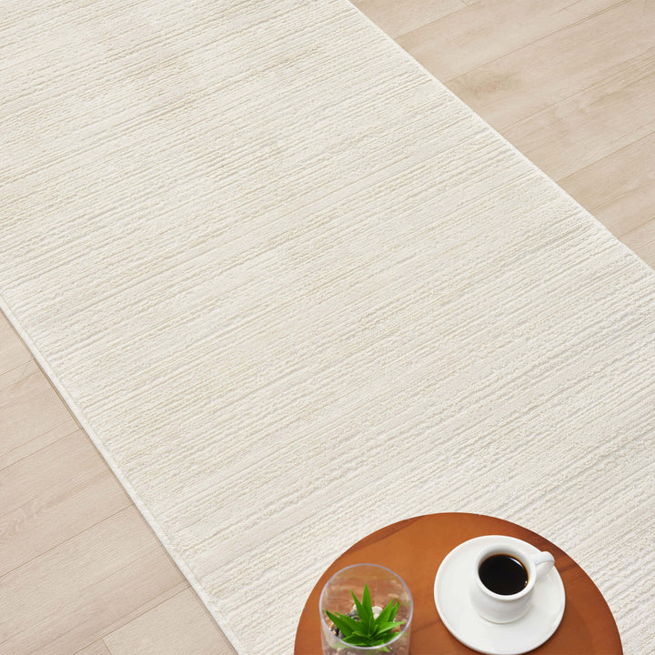 Luxe Distressed Border Cream Runner Rug