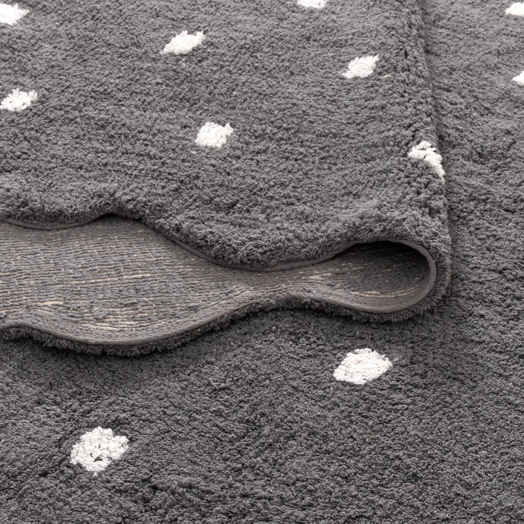 Mellow Rectangle Scalloped Kids Rug Grey