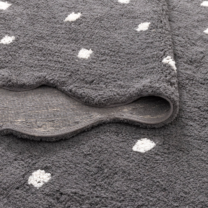 Mellow Rectangle Scalloped Kids Rug Grey