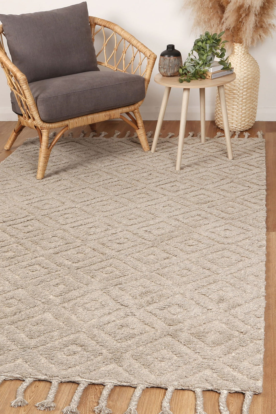 Goa Plush Diamond Ash Rug Hallway Runner