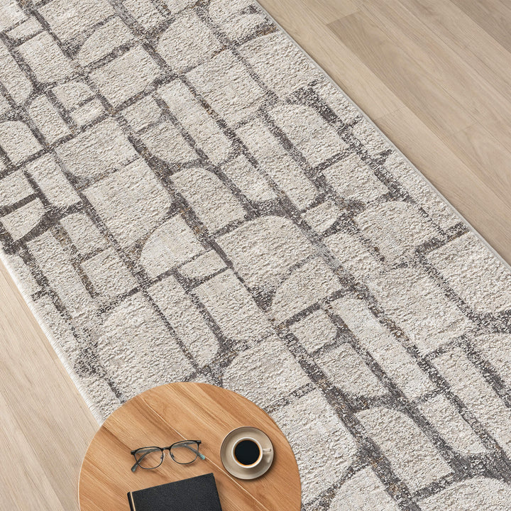 Atelier Texture Cut Stone Beige Runner Rug