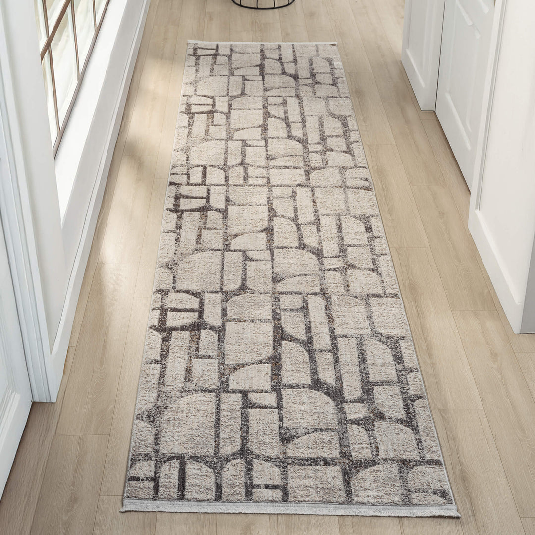 Atelier Texture Cut Stone Beige Runner Rug