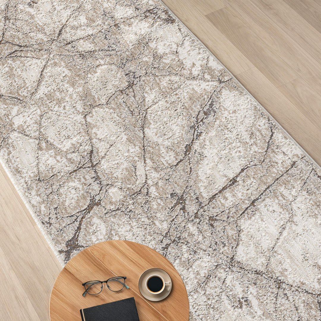 Atelier Texture Marble Vein Ivory Runner Rug