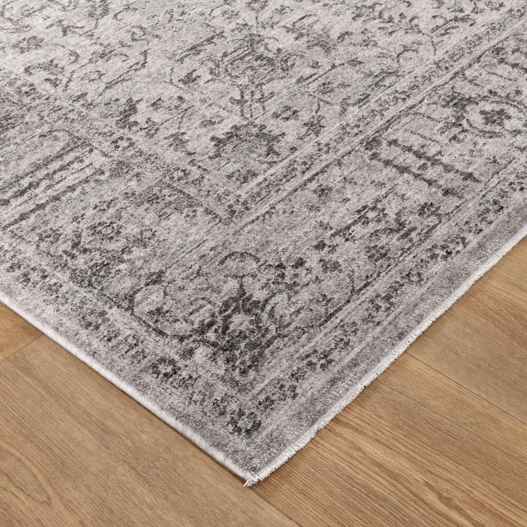Heritage Distressed Border Grey Rug
