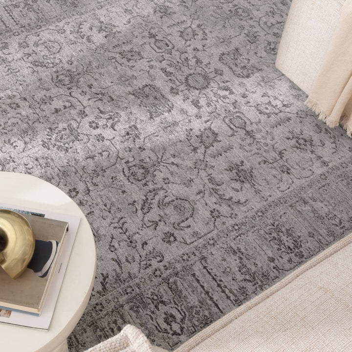 Heritage Distressed Border Grey Rug