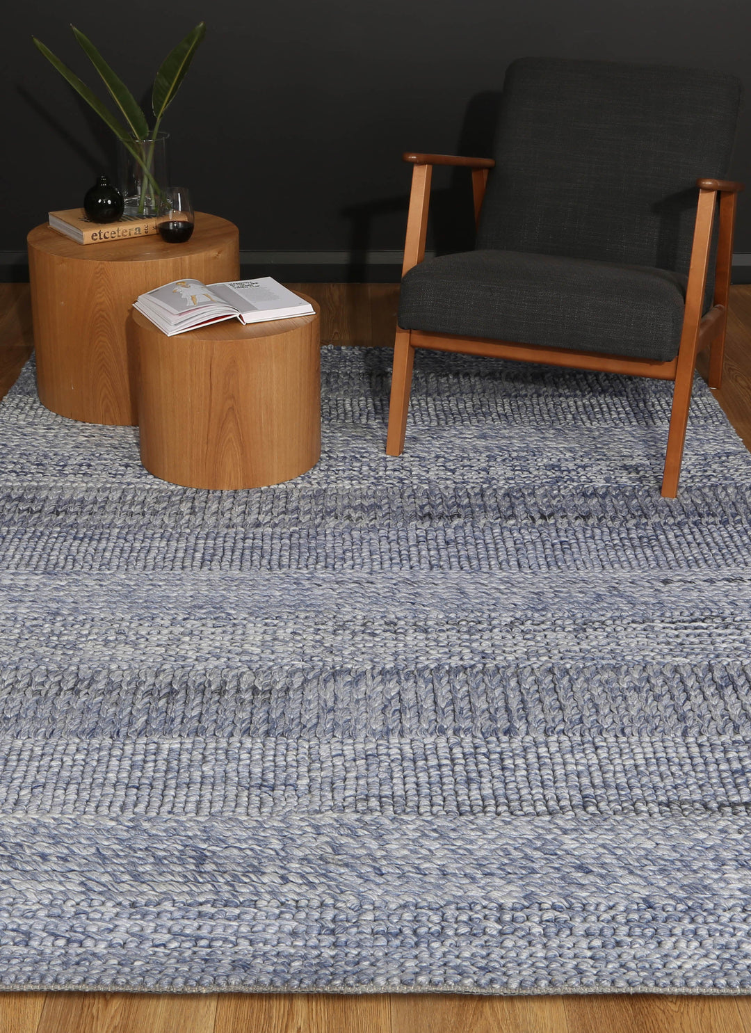 Harlow Grace Blue Wool Blend Rug