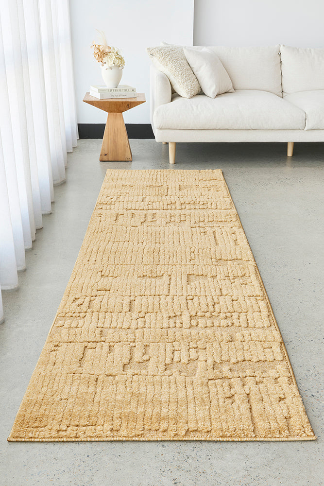Haven Aliya High-Low Texture Gold Runner Rug
