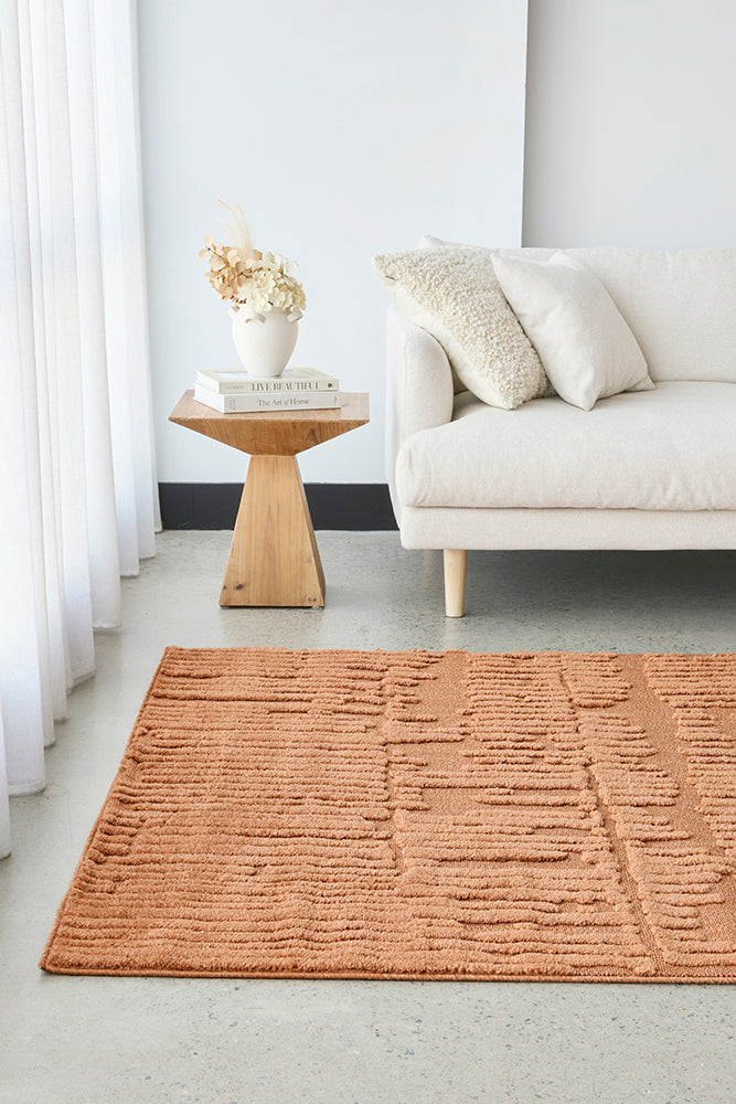 Haven Aliya High-Low Texture Rust Rug