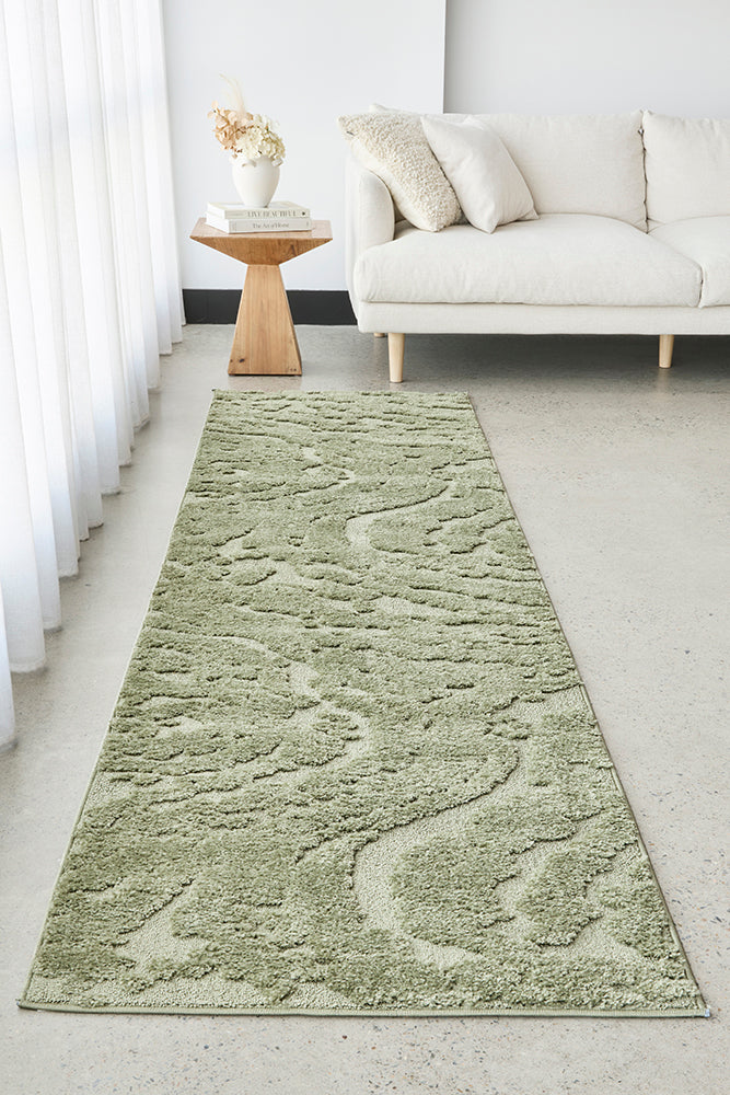 Haven Nyla Sculpted Pattern Green Runner Rug