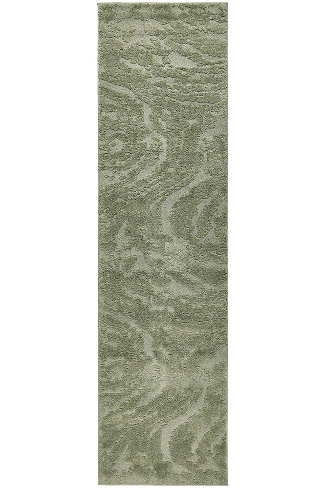 Haven Nyla Sculpted Pattern Green Runner Rug