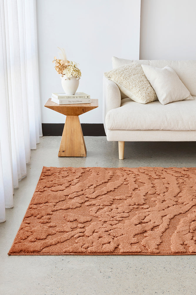 Haven Nyla Sculpted Pattern Rust Rug