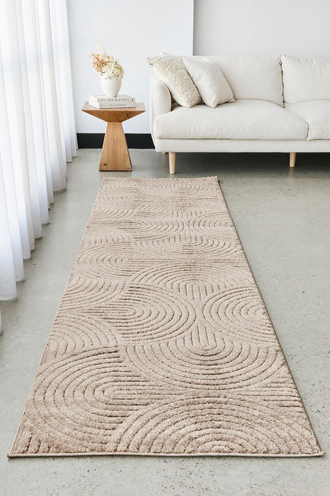 Haven Zina Sculpted Arches Latte Runner Rug