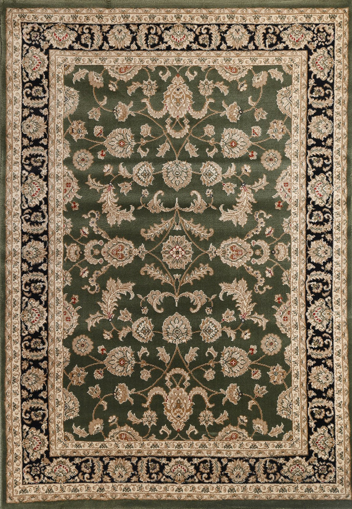 Julian Ornate Green Traditional Bordered Ikat Rug