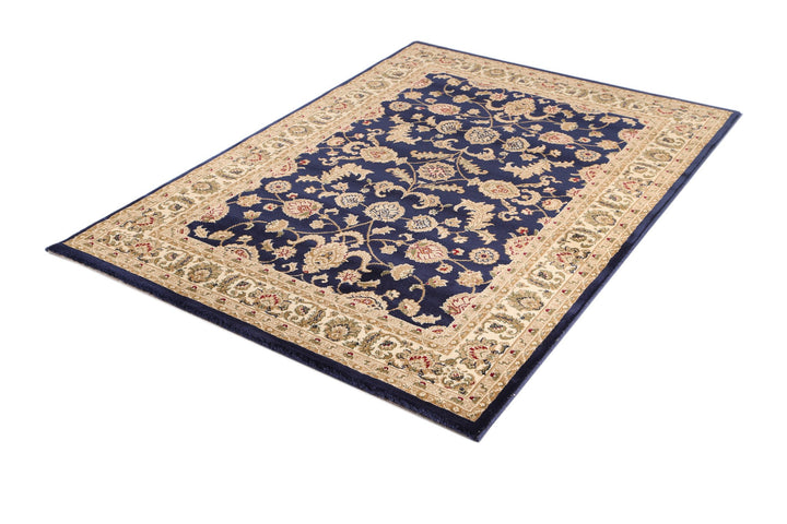 Julian Ornate Navy Blue Traditional Bordered Ikat Rug