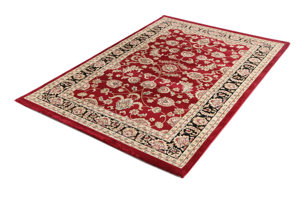 Julian Ornate Red and Black Traditional Bordered Ikat Rug