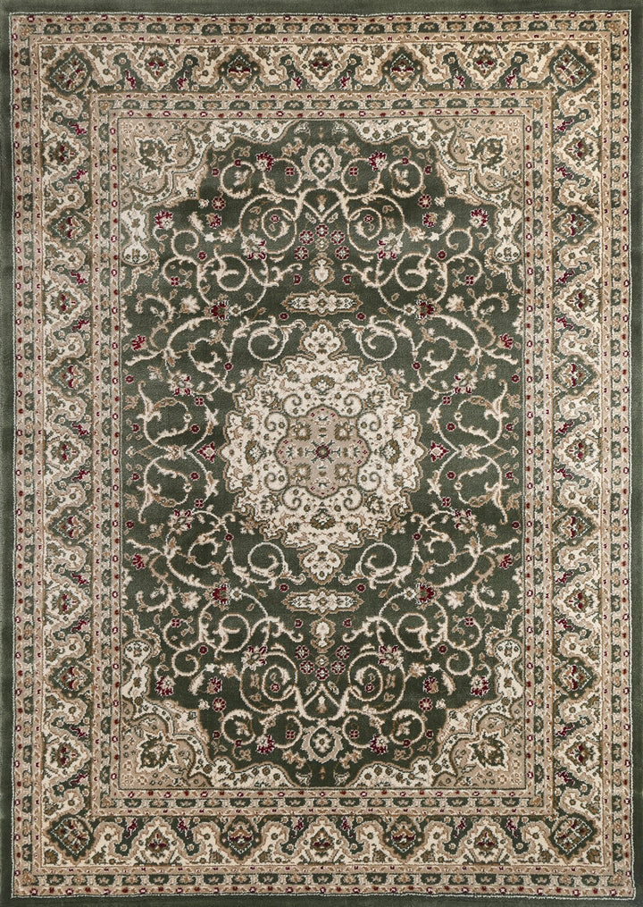 Julian Ornate Green Bordered Traditional Flowered Rug