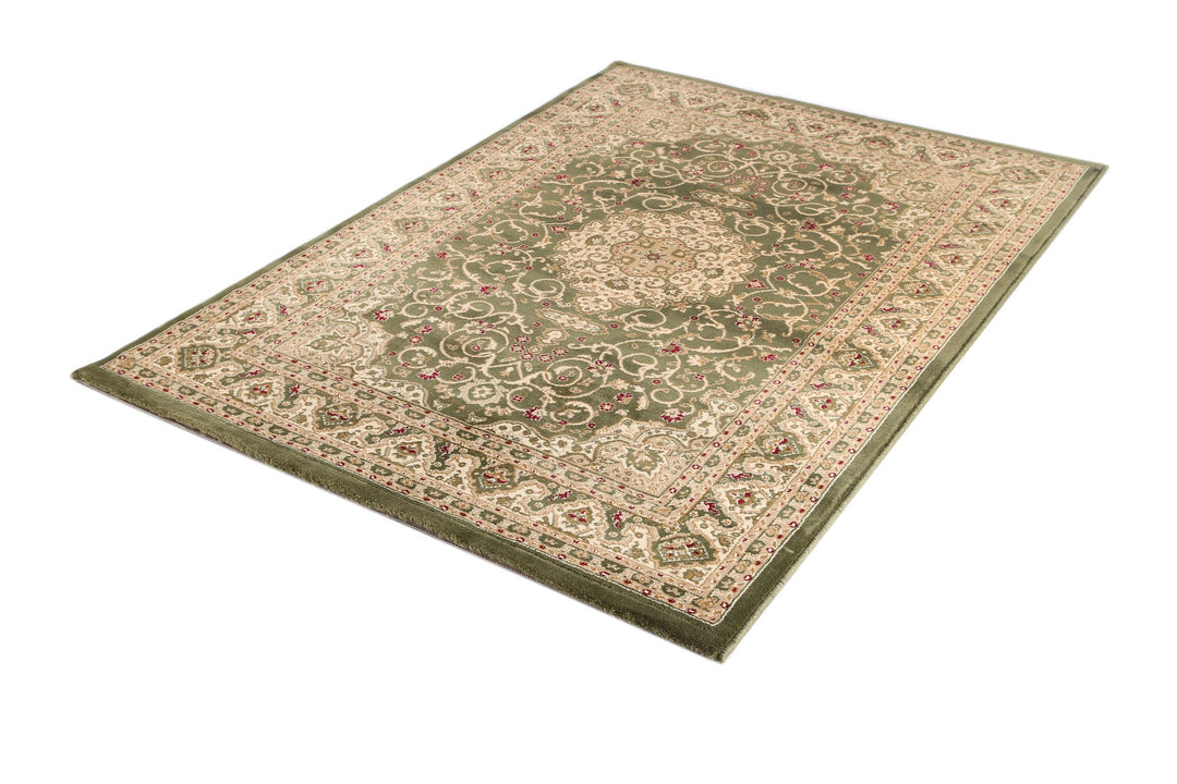 Julian Ornate Green Bordered Traditional Flowered Rug