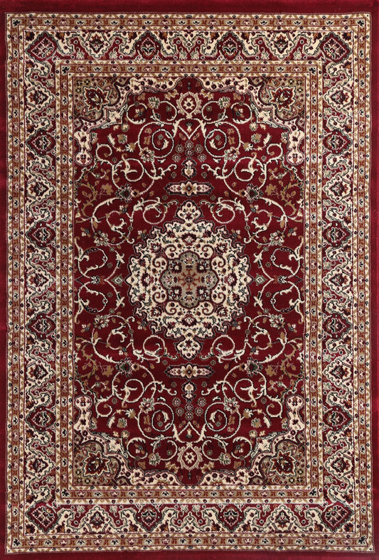 Julian Ornate Red Bordered Traditional Flowered Rug