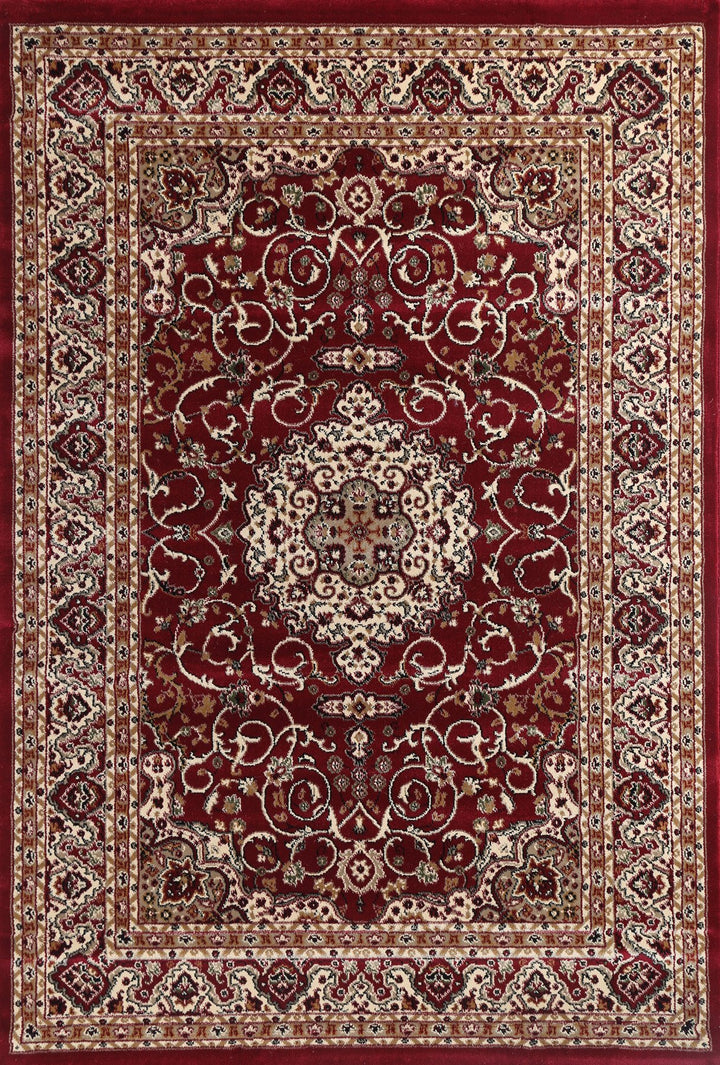 Julian Ornate Red Bordered Traditional Flowered Rug