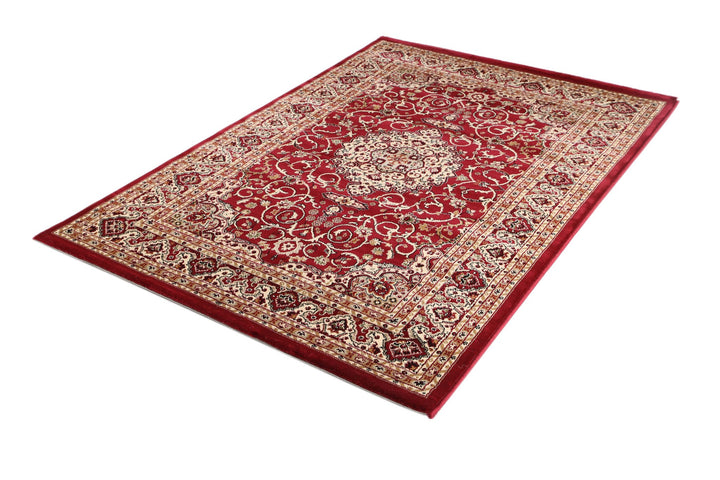 Julian Ornate Red Bordered Traditional Flowered Rug