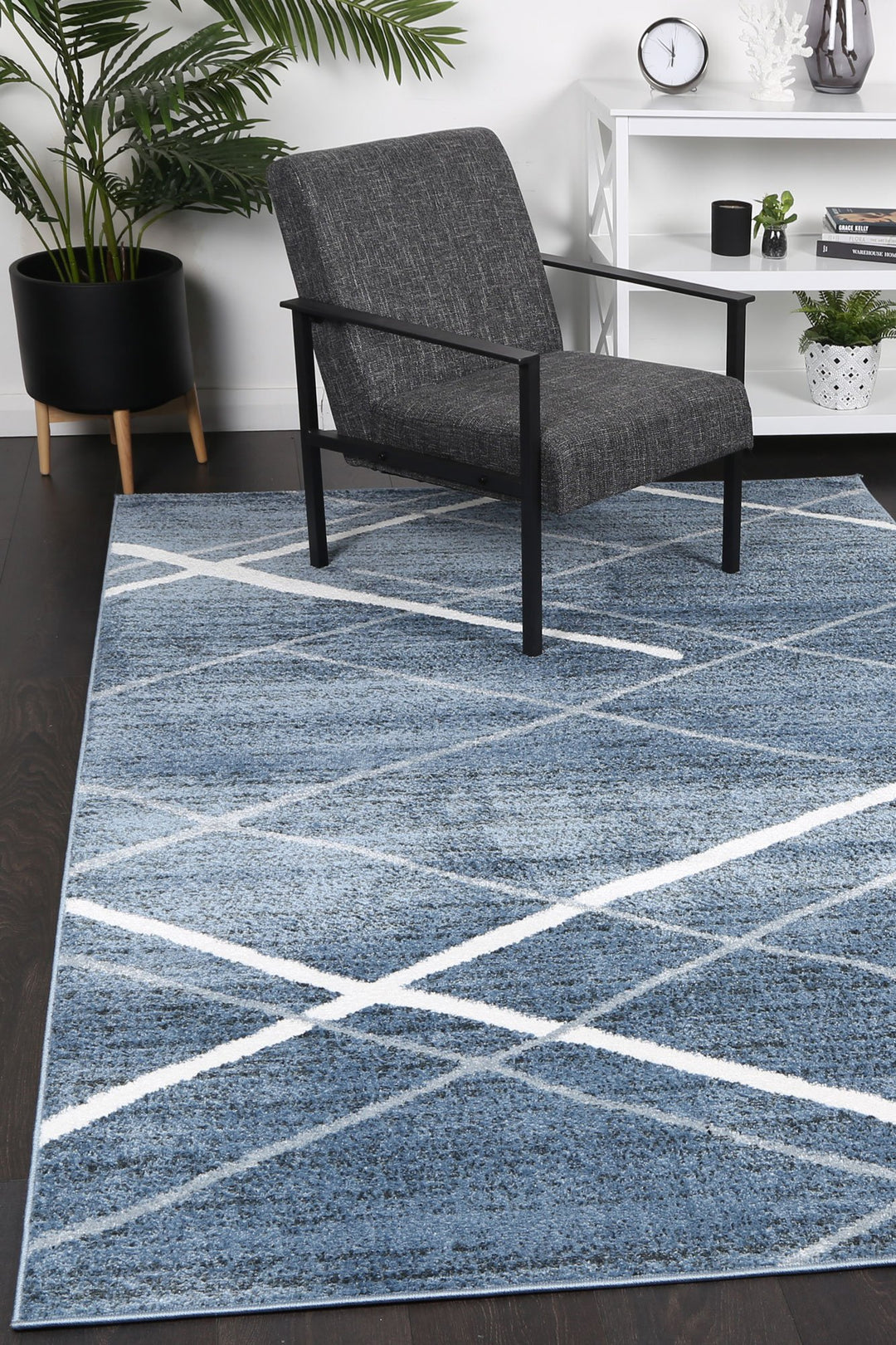 Kimberley Abstract Stripe Blue Rug