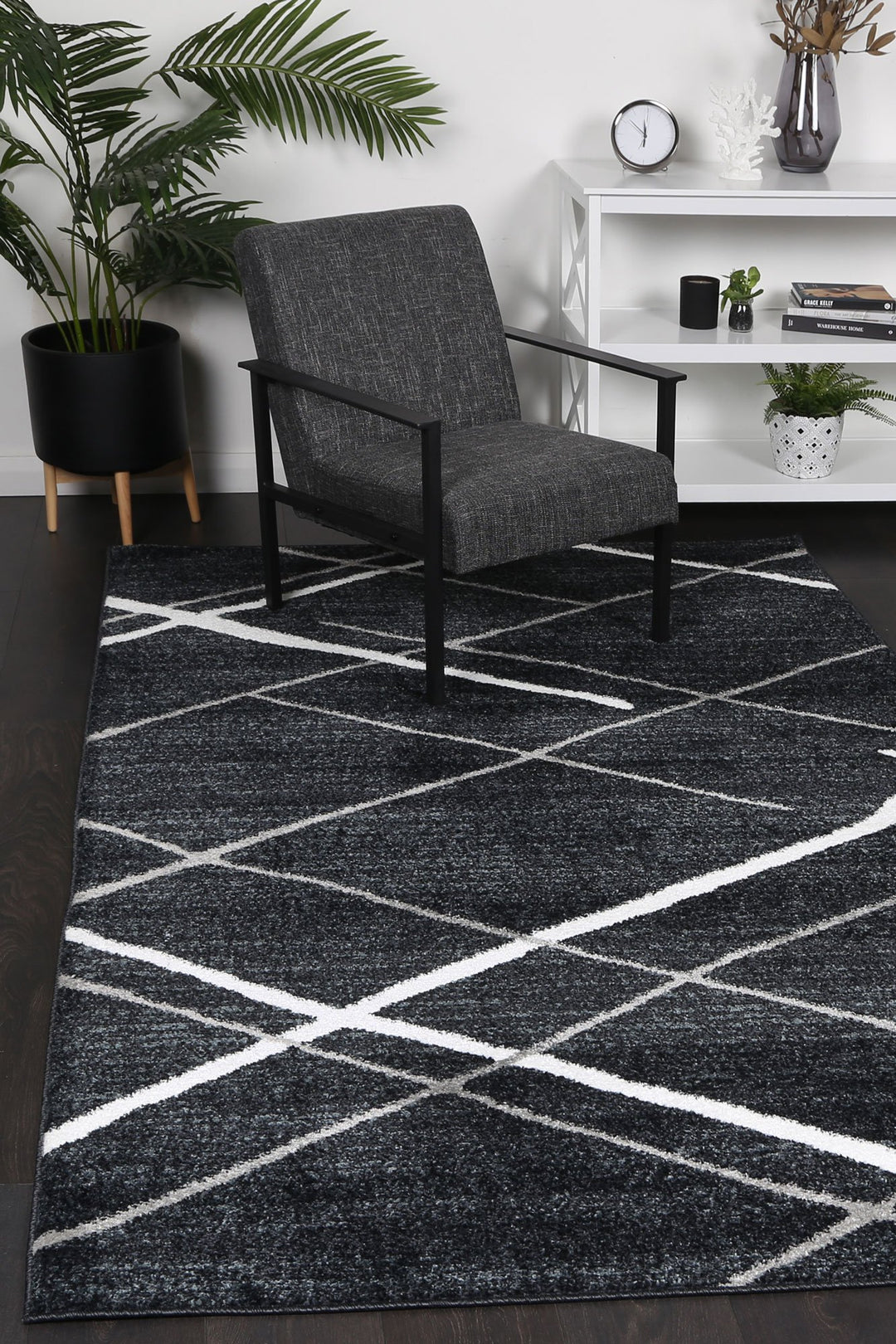 Kimberley Abstract Stripe Charcoal Rug