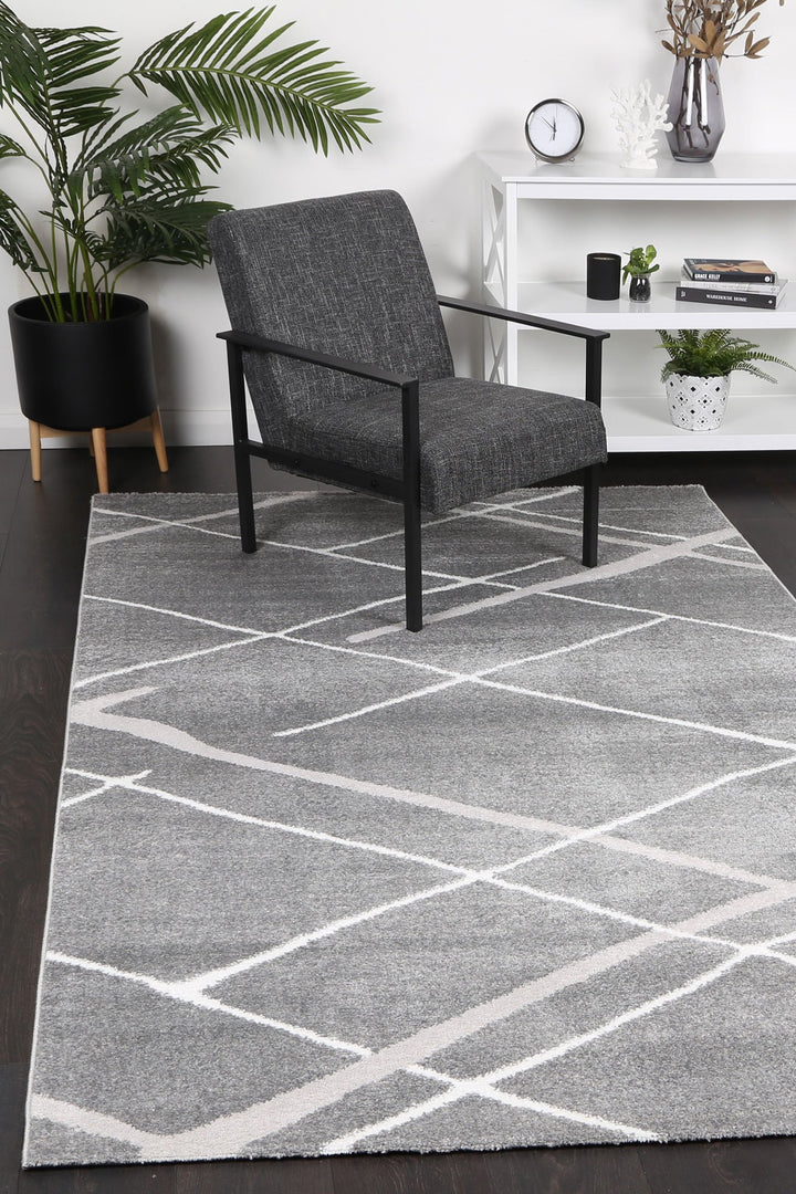 Kimberley Abstract Stripe Grey Rug