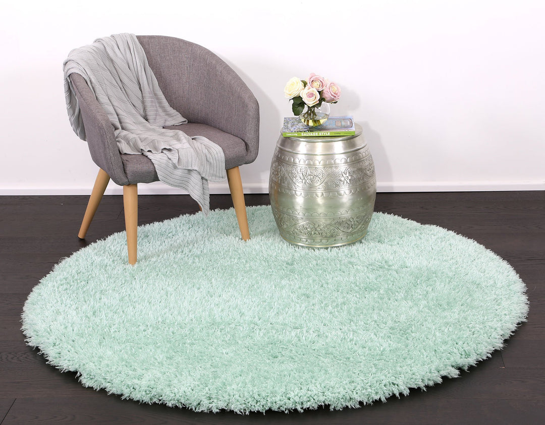 Flokati Shag Rug Light Blue Round