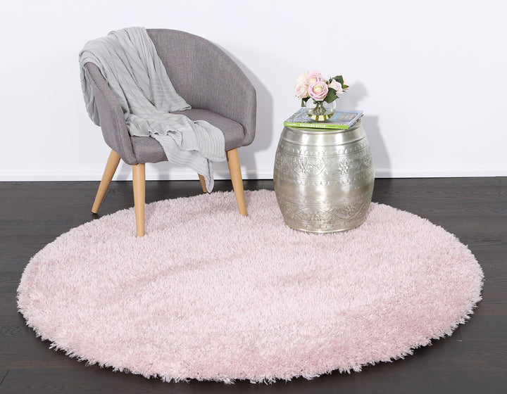 Flokati Shag Rug Light Pink Round