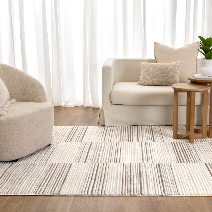 Sierra Lines Beige Brown Rug