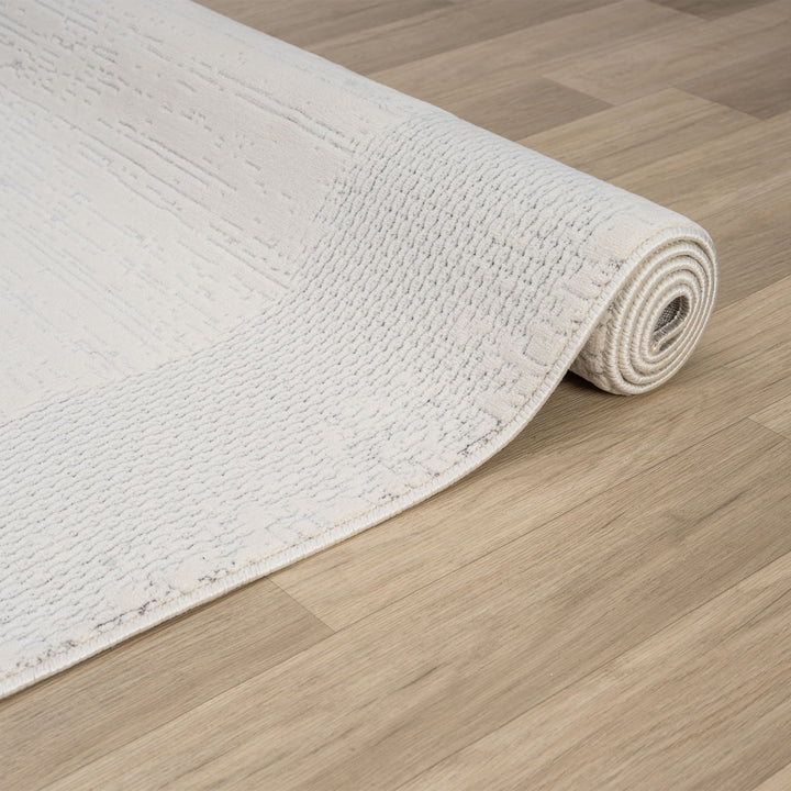 Timeless Texture Tonal Border Ivory Runner Rug