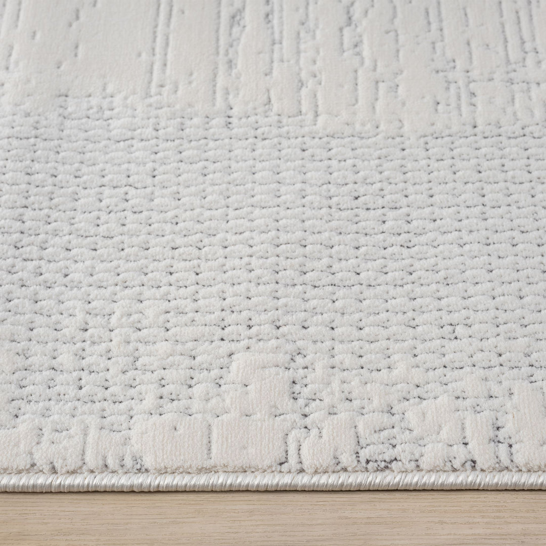 Timeless Texture Tonal Border Ivory Runner Rug