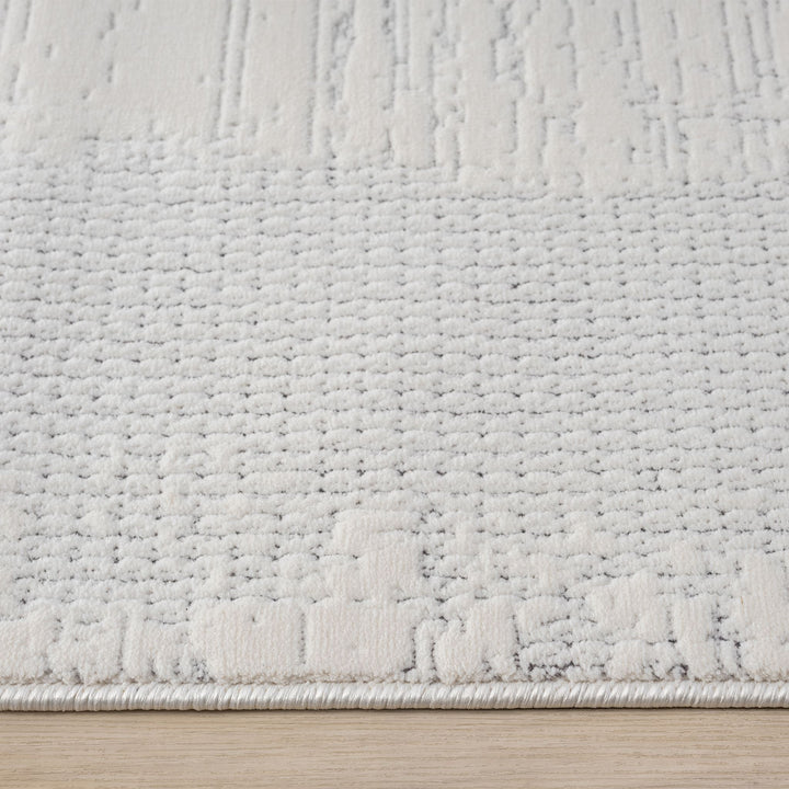 Timeless Texture Tonal Border Ivory Runner Rug