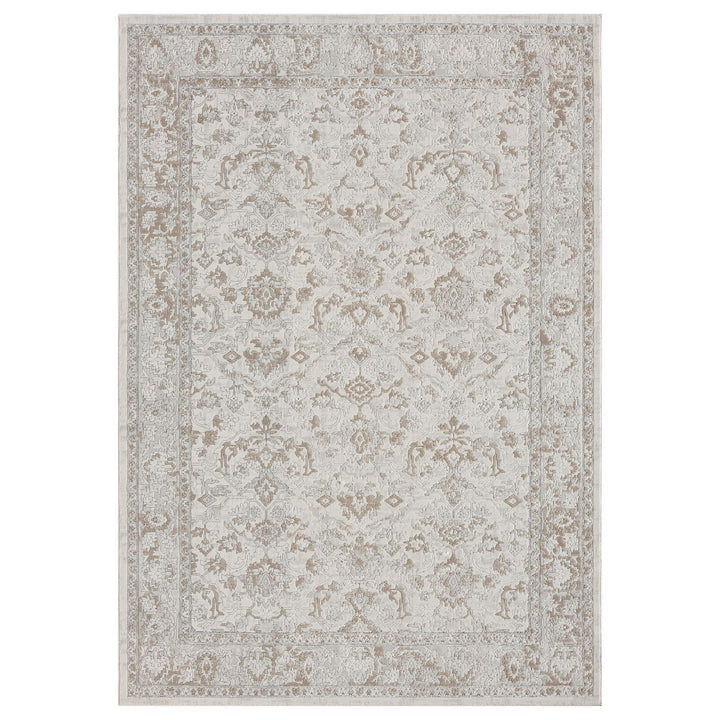 Timeless Texture Floral Border Pearl Rug