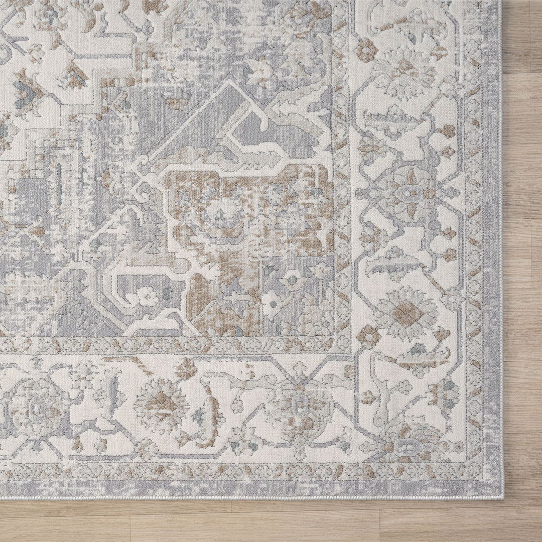 Timeless Texture Vintage Medallion Frost Runner Rug