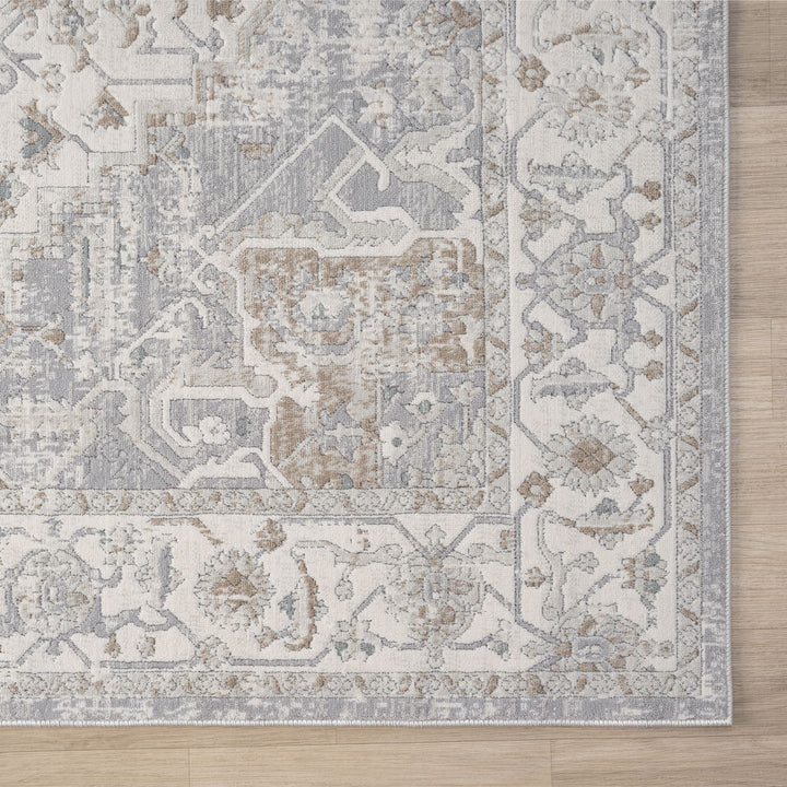 Timeless Texture Vintage Medallion Frost Runner Rug