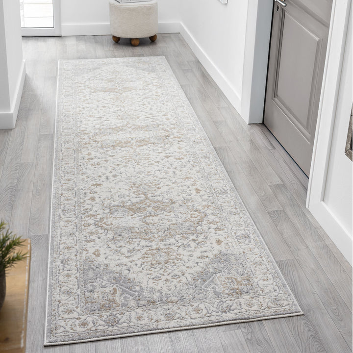 Timeless Texture Vintage Medallion Frost Runner Rug