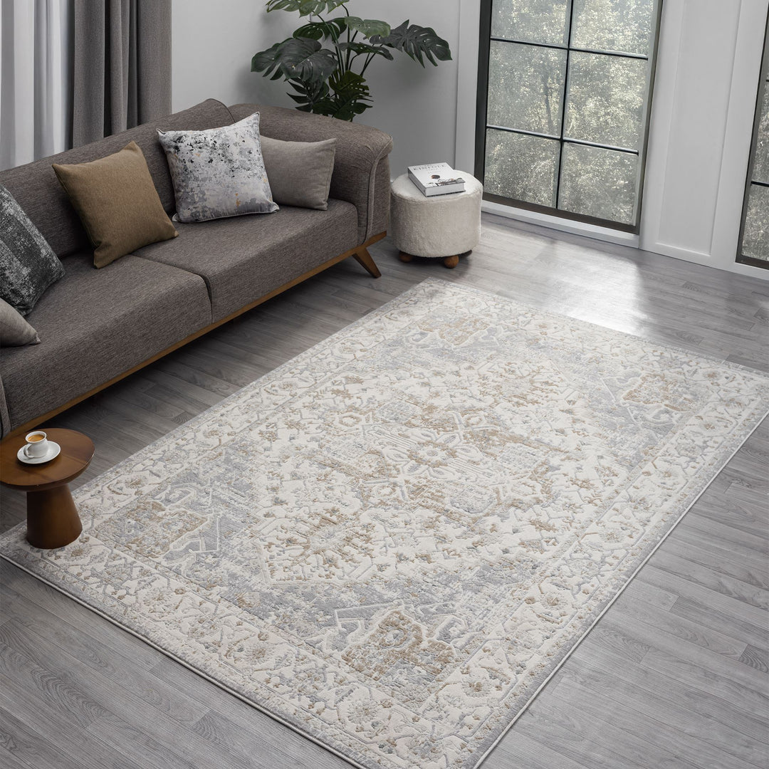 Timeless Texture Vintage Medallion Frost Rug