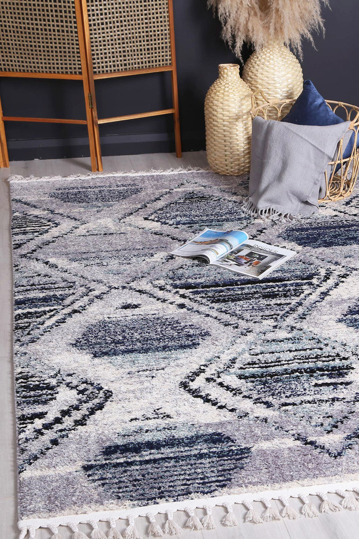 Mansour Navy Blue Diamond Rug