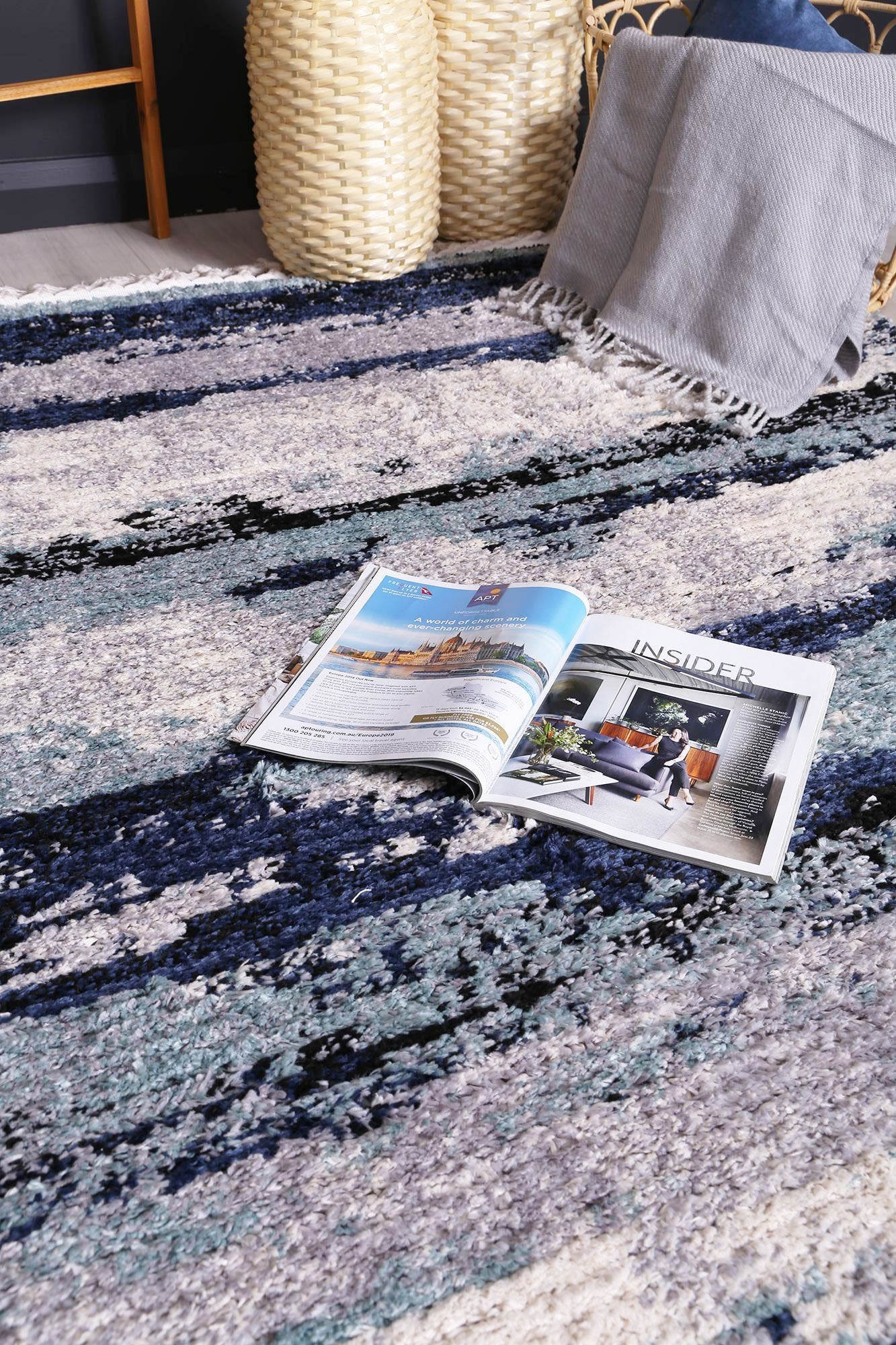 Mansour Navy Blue Abstract Rug