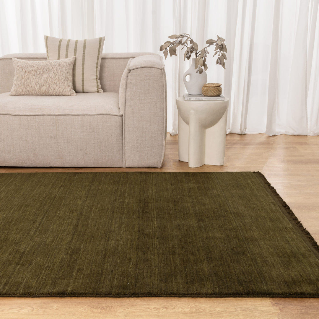 Charleston Hand-Knotted Wool Rug Green