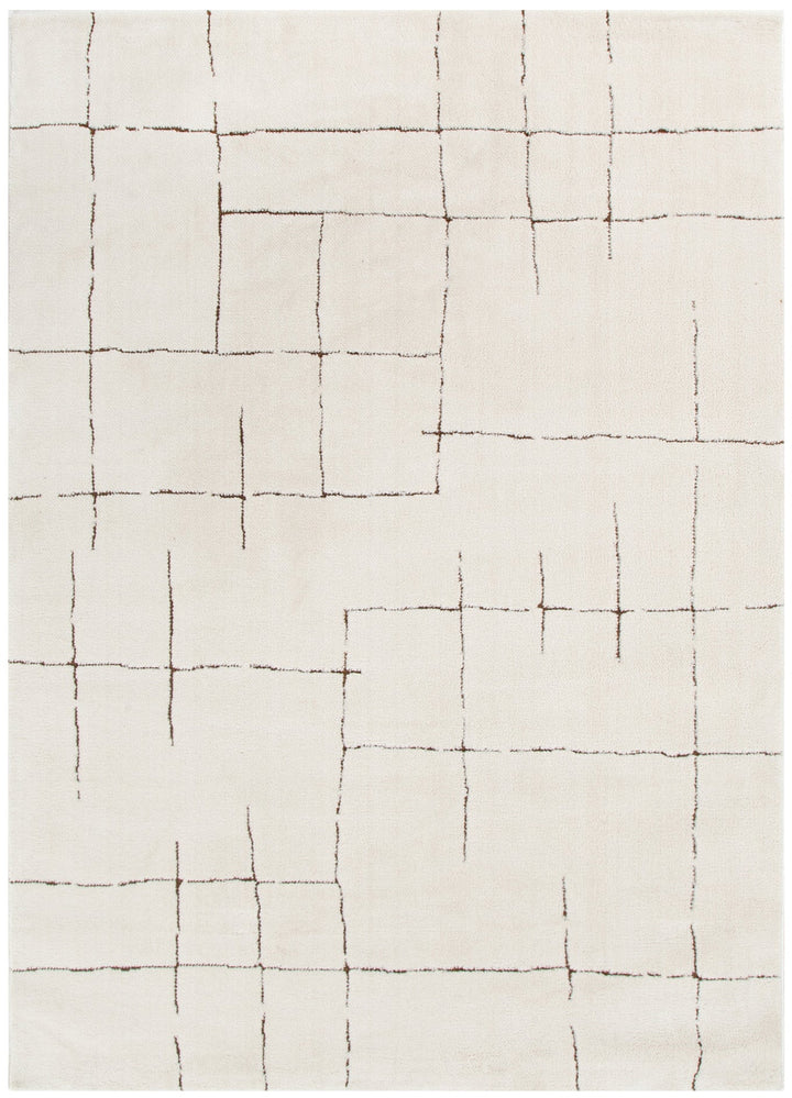 Mila Abstract Lines Brown Cream Rug